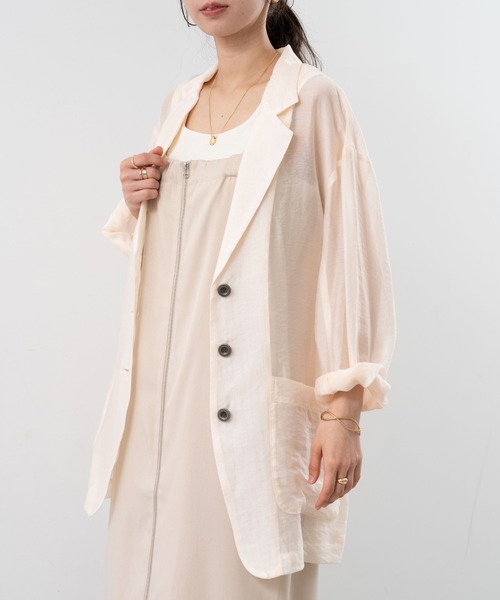 refinedworks（リファインドワークス）の「【refinedworks】 シアー 感が魅力的な テーラード サマー ジャケット（テーラードジャケット・レディース・ブラック/アイボリー/カーキ・FREE）」の19枚目の写真