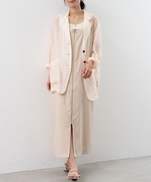 refinedworks（リファインドワークス）の「【refinedworks】 シアー 感が魅力的な テーラード サマー ジャケット（テーラードジャケット・レディース・ブラック/アイボリー/カーキ・FREE）」の20枚目の写真