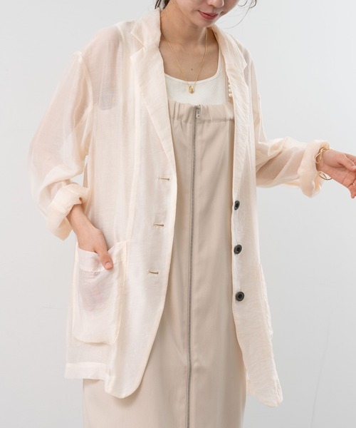 refinedworks（リファインドワークス）の「【refinedworks】 シアー 感が魅力的な テーラード サマー ジャケット（テーラードジャケット・レディース・ブラック/アイボリー/カーキ・FREE）」の21枚目の写真