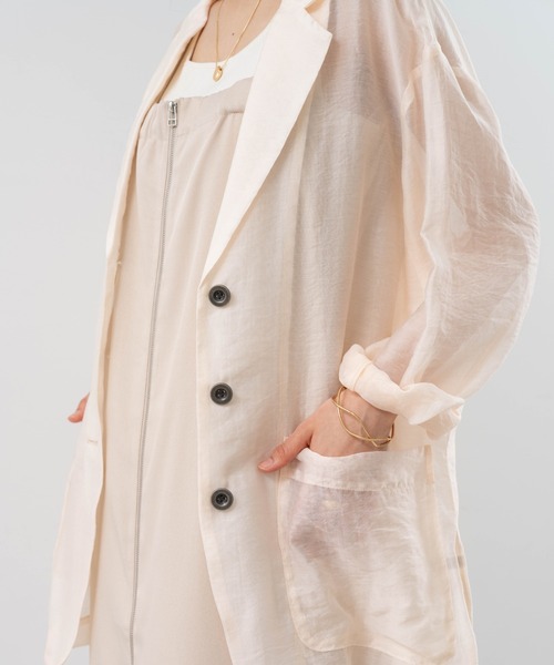 refinedworks（リファインドワークス）の「【refinedworks】 シアー 感が魅力的な テーラード サマー ジャケット（テーラードジャケット・レディース・ブラック/アイボリー/カーキ・FREE）」の22枚目の写真