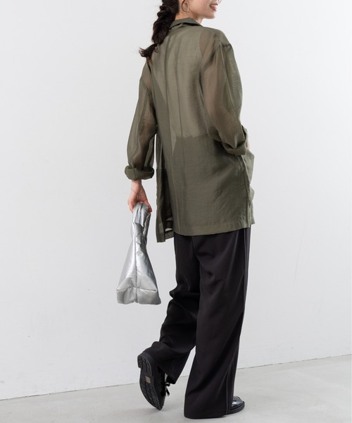 refinedworks（リファインドワークス）の「【refinedworks】 シアー 感が魅力的な テーラード サマー ジャケット（テーラードジャケット・レディース・ブラック/アイボリー/カーキ・FREE）」の7枚目の写真