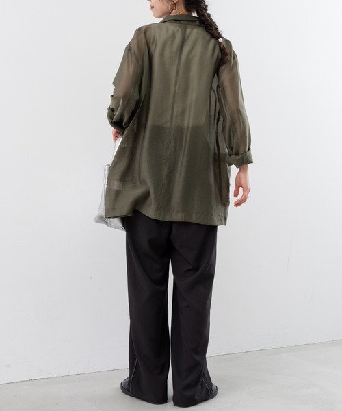 refinedworks（リファインドワークス）の「【refinedworks】 シアー 感が魅力的な テーラード サマー ジャケット（テーラードジャケット・レディース・ブラック/アイボリー/カーキ・FREE）」の8枚目の写真