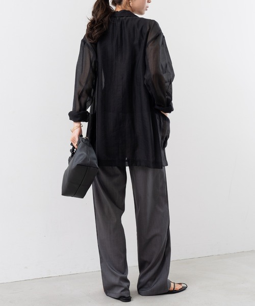 refinedworks（リファインドワークス）の「【refinedworks】 シアー 感が魅力的な テーラード サマー ジャケット（テーラードジャケット・レディース・ブラック/アイボリー/カーキ・FREE）」の16枚目の写真