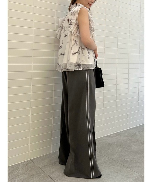 SNIDEL（スナイデル）の「リボンスリーブオーガンシースルーブラウス