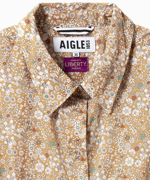 AIGLE(エーグル)の「花柄 フラワー リバティロングシャツドレス / シャツワンピース(シャツワンピース・レディース・ブルー/ベージュ・40/36/38)」の4枚目の写真