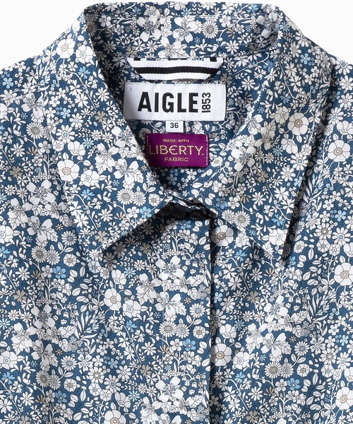 AIGLE(エーグル)の「花柄 フラワー リバティロングシャツドレス / シャツワンピース(シャツワンピース・レディース・ブルー/ベージュ・40/36/38)」の14枚目の写真