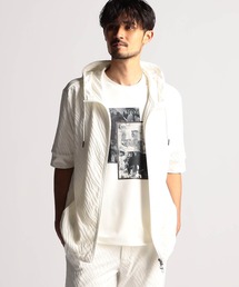 NICOLE CLUB FOR MEN | アラカルトリンクスジャカード5分袖フードパーカー(パーカー)