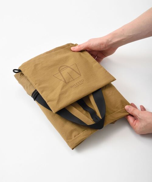 TRAVEL SHOP MILESTO(トラベルショップミレスト)の「MILESTO UTILITY パッカブルビッグトートバッグ(トートバッグ・メンズ・カーキ/キャメル/ブラック・フリ-)」の10枚目の写真