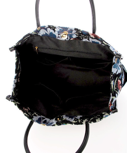 cache cache(カシュ カシュ)の「カシュカシュ cachecache / ジャガードスクエアトート(トートバッグ・レディース・ブラック/グリーン/ライトグレー/レオパード・FREE)」の7枚目の写真