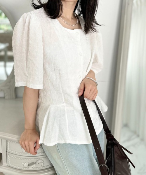 mebole(メボレ)の「Purity Lily Blouse(シャツ/ブラウス・レディース・アイボリー/ブラック・FREE)」の2枚目の写真