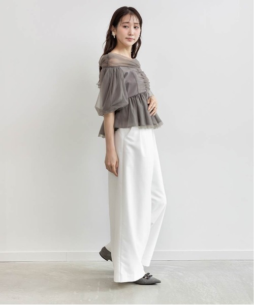 RANDA（ランダ）の「チュールペプラムオフショルブラウス（シャツ/ブラウス・レディース・ブラック/アイボリー/グレー・1/0）」の8枚目の写真