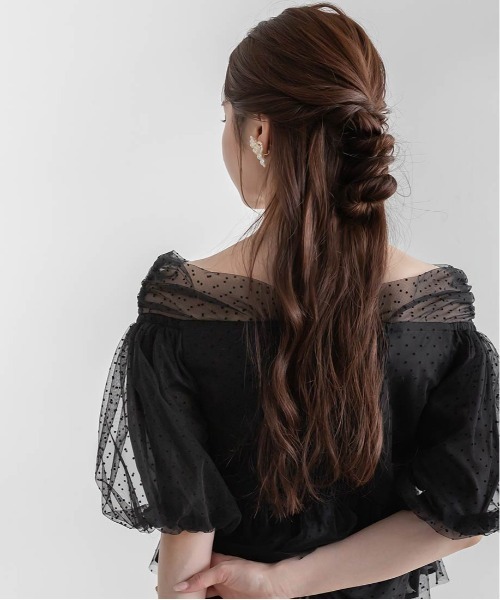 RANDA（ランダ）の「チュールペプラムオフショルブラウス（シャツ/ブラウス・レディース・ブラック/アイボリー/グレー・1/0）」の18枚目の写真