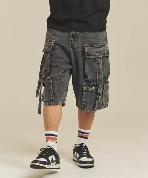 GALLIS ADDICTION（ガリスアディクション）の「GA-10.5OZデニム加工テクノカーゴショーツ（カーゴパンツ・メンズ・インディゴブルー/ブラック・M/L）」の3枚目の写真