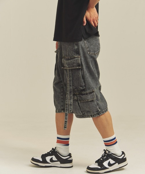 GALLIS ADDICTION（ガリスアディクション）の「GA-10.5OZデニム加工テクノカーゴショーツ（カーゴパンツ・メンズ・インディゴブルー/ブラック・M/L）」の5枚目の写真