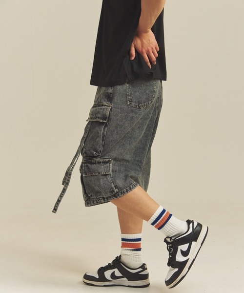 GALLIS ADDICTION（ガリスアディクション）の「GA-10.5OZデニム加工テクノカーゴショーツ（カーゴパンツ・メンズ・インディゴブルー/ブラック・M/L）」の7枚目の写真