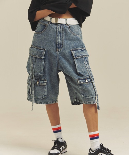 GALLIS ADDICTION（ガリスアディクション）の「GA-10.5OZデニム加工テクノカーゴショーツ（カーゴパンツ・メンズ・インディゴブルー/ブラック・M/L）」の14枚目の写真