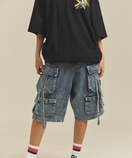 GALLIS ADDICTION（ガリスアディクション）の「GA-10.5OZデニム加工テクノカーゴショーツ（カーゴパンツ・メンズ・インディゴブルー/ブラック・M/L）」の15枚目の写真