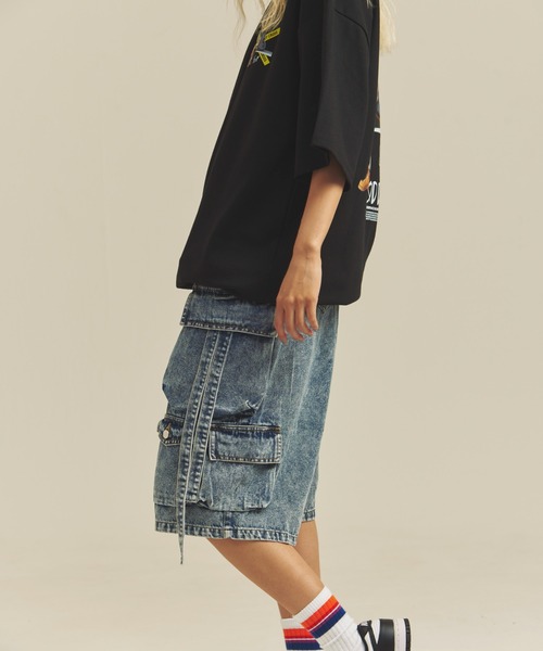 GALLIS ADDICTION（ガリスアディクション）の「GA-10.5OZデニム加工テクノカーゴショーツ（カーゴパンツ・メンズ・インディゴブルー/ブラック・M/L）」の16枚目の写真