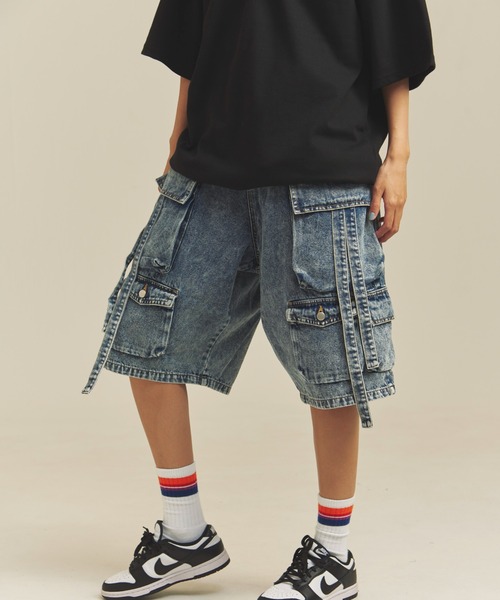 GALLIS ADDICTION（ガリスアディクション）の「GA-10.5OZデニム加工テクノカーゴショーツ（カーゴパンツ・メンズ・インディゴブルー/ブラック・M/L）」の17枚目の写真