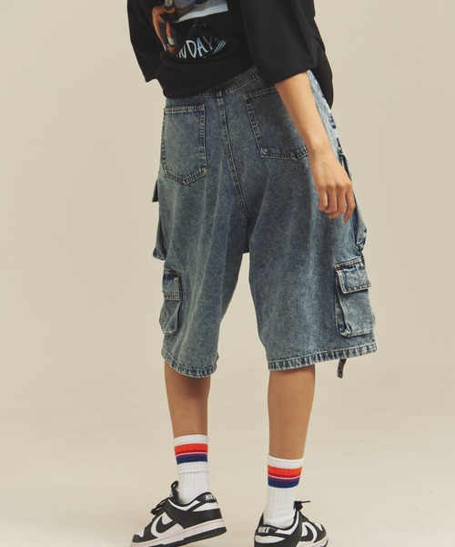 GALLIS ADDICTION（ガリスアディクション）の「GA-10.5OZデニム加工テクノカーゴショーツ（カーゴパンツ・メンズ・インディゴブルー/ブラック・M/L）」の21枚目の写真