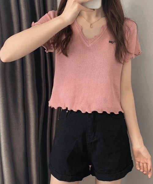 Beststore(ベストストア)の「Tシャツ ショート丈 トップス 刺繍ロゴ(Tシャツ/カットソー・レディース・ホワイト/ブラック/ブルー/ピンク・FREE)」の16枚目の写真