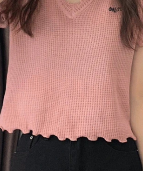 Beststore(ベストストア)の「Tシャツ ショート丈 トップス 刺繍ロゴ(Tシャツ/カットソー・レディース・ホワイト/ブラック/ブルー/ピンク・FREE)」の20枚目の写真
