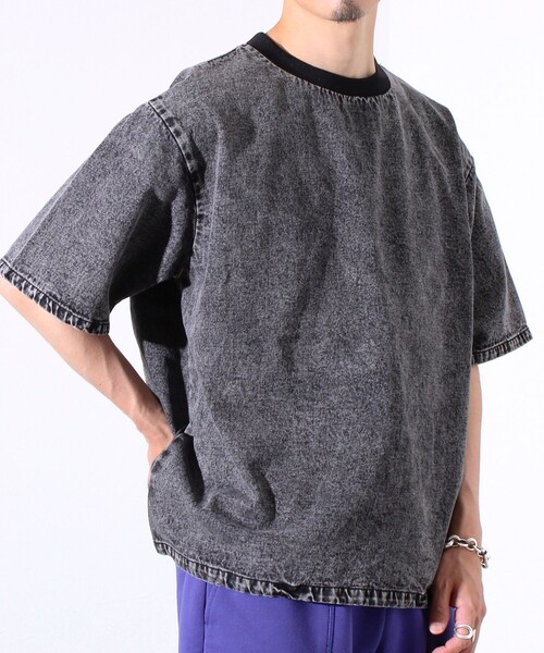 GLOSTER(グロスター)の「【GLOSTER/グロスター】デニムライクカットソー クルーネックTシャツ ドローコード付き(Tシャツ/カットソー・メンズ・インディゴブルー/ブラック/ライトブルー・M/XL/L)」の22枚目の写真
