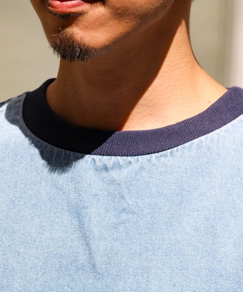 GLOSTER(グロスター)の「【GLOSTER/グロスター】デニムライクカットソー クルーネックTシャツ ドローコード付き(Tシャツ/カットソー・メンズ・インディゴブルー/ブラック/ライトブルー・M/XL/L)」の15枚目の写真