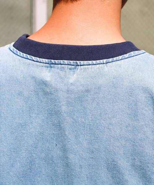 GLOSTER(グロスター)の「【GLOSTER/グロスター】デニムライクカットソー クルーネックTシャツ ドローコード付き(Tシャツ/カットソー・メンズ・インディゴブルー/ブラック/ライトブルー・M/XL/L)」の17枚目の写真
