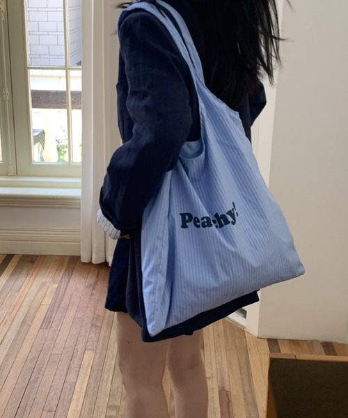 Vipoa(ヴィポア)の「stripe logo tote(トートバッグ・レディース・ホワイト/ピンク/イエロー/ブルー・FREE)」の1枚目の写真