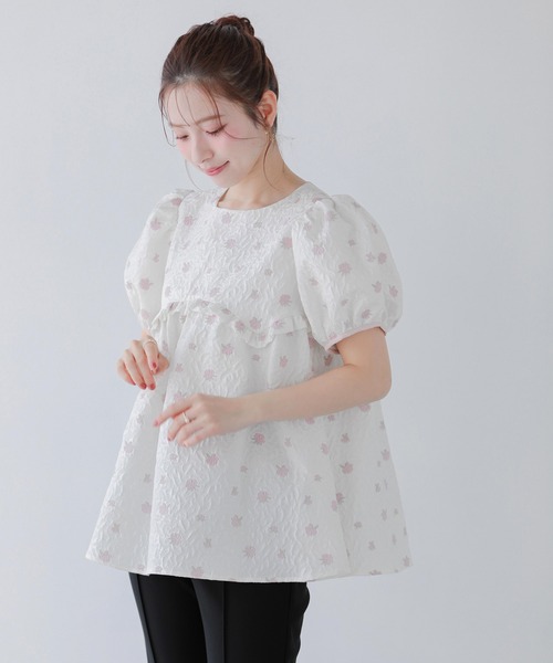 シアージャガード花柄パイピングトップス（その他トップス