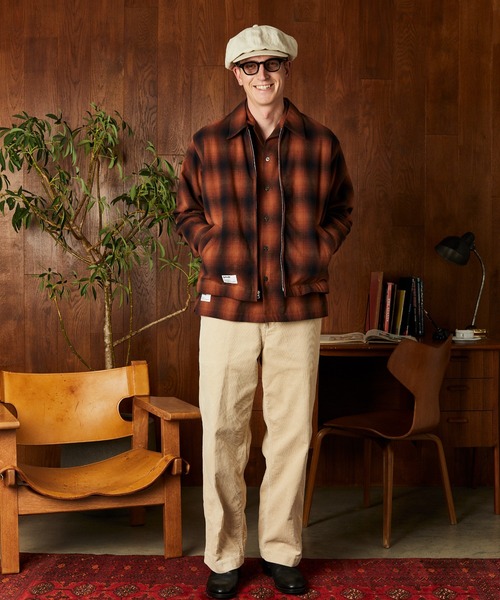 schott（ショット）の「Schott/ショット/OMBRE JACKET/オンブレチェック ジャケット（ブルゾン・メンズ・ブラウン/ブラック・2XL/XL/L/M）」の3枚目の写真