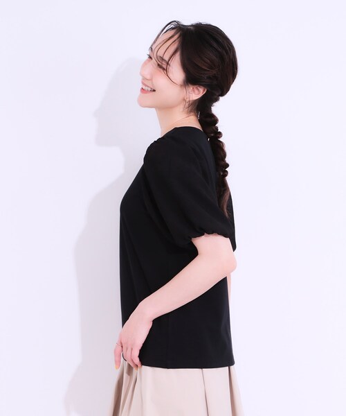 DRESKIP(ドレスキップ)の「◆【S-LL/ひんやり/UV】お袖シアー バルーントップス(Tシャツ/カットソー・レディース・グリーン系/ブラック/イエロー系その他/オフホワイト・01/02/03/04)」の9枚目の写真