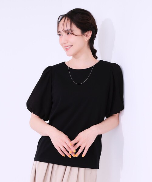 DRESKIP(ドレスキップ)の「◆【S-LL/ひんやり/UV】お袖シアー バルーントップス(Tシャツ/カットソー・レディース・グリーン系/ブラック/イエロー系その他/オフホワイト・01/02/03/04)」の10枚目の写真