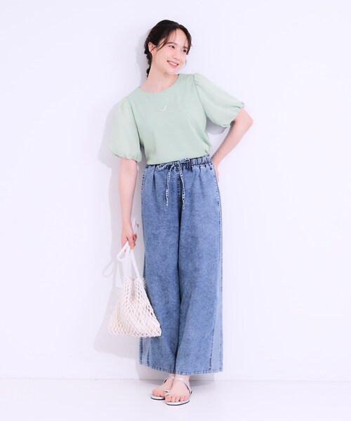 DRESKIP(ドレスキップ)の「◆【S-LL/ひんやり/UV】お袖シアー バルーントップス(Tシャツ/カットソー・レディース・グリーン系/ブラック/イエロー系その他/オフホワイト・01/02/03/04)」の15枚目の写真