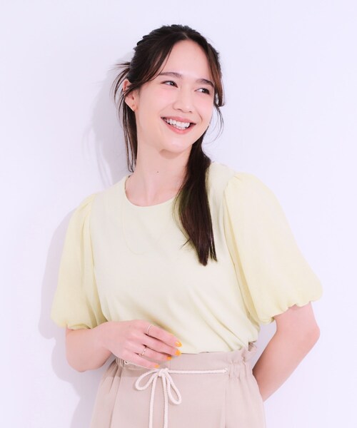 DRESKIP(ドレスキップ)の「◆【S-LL/ひんやり/UV】お袖シアー バルーントップス(Tシャツ/カットソー・レディース・グリーン系/ブラック/イエロー系その他/オフホワイト・01/02/03/04)」の17枚目の写真