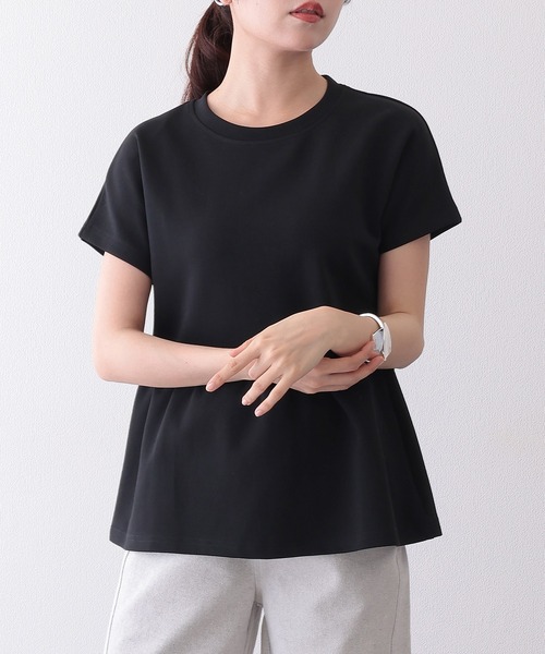 Lace Ladies（レースレディース）の「ソリッドカラー クルーネック ペプラム 半袖 Tシャツ（Tシャツ/カットソー・レディース・ブラック/グレイッシュベージュ/チャコールグレー/ホワイト/モカ・S/FREE）」の7枚目の写真
