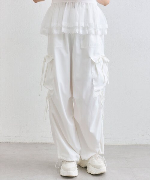 OLIVE des OLIVE（オリーブデオリーブ）の「パステルカーゴパンツ（カーゴパンツ・レディース・ラベンダー/ネイビー/ピンク/オフホワイト・FREE）」の7枚目の写真