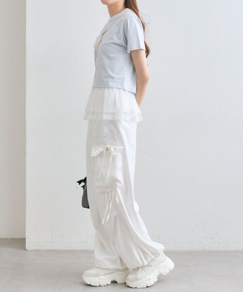 OLIVE des OLIVE（オリーブデオリーブ）の「パステルカーゴパンツ（カーゴパンツ・レディース・ラベンダー/ネイビー/ピンク/オフホワイト・FREE）」の12枚目の写真