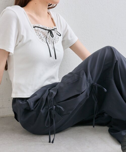 OLIVE des OLIVE（オリーブデオリーブ）の「パステルカーゴパンツ（カーゴパンツ・レディース・ラベンダー/ネイビー/ピンク/オフホワイト・FREE）」の22枚目の写真