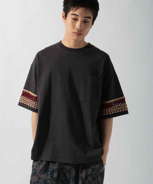 セール】クロシェ切り替えTシャツ（Tシャツ/カットソー）｜niko and