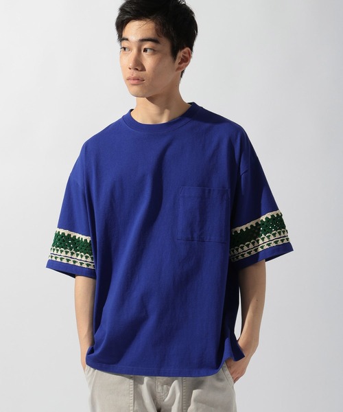 niko and...(ニコアンド)の「クロシェ切り替えTシャツ(Tシャツ/カットソー・メンズ・グリーン/チャコール/アイボリー/ブルー・MEDIUM/LARGE)」の10枚目の写真