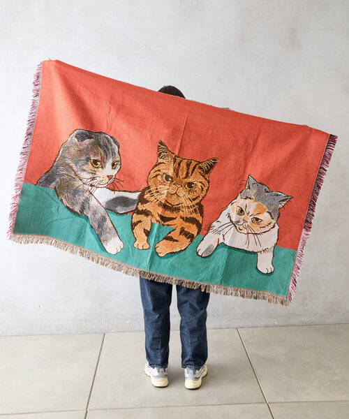 ヴィンテージ   猫　ラグ　タペストリー　カバー 猫 ガーフィールド マルチカバー ソファーカバー ヴィンテージ
