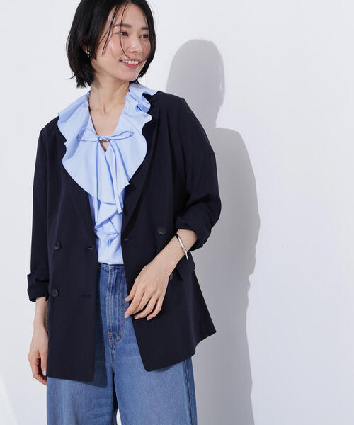 N.(N. Natural Beauty Basic)(エヌエヌナチュラルビューティーベーシック)の「ライトテーラードダブルジャケット(テーラードジャケット・レディース・ベージュ/ネイビー/ブラウン・SMALL/MEDIUM)」の1枚目の写真