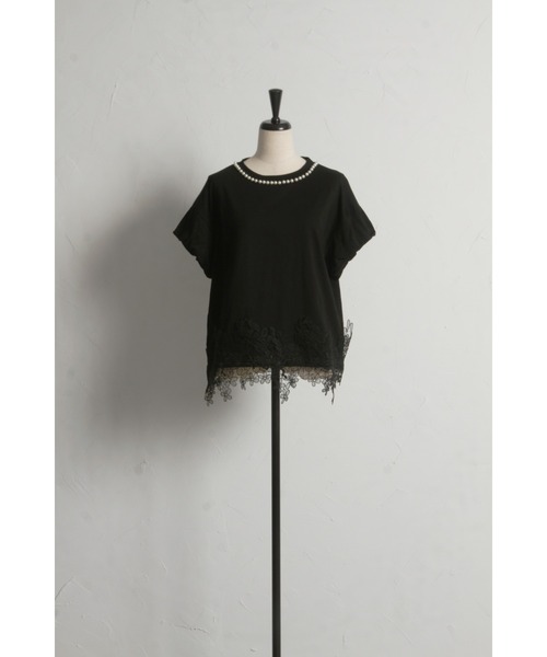 &. NOSTALGIA（アンドドットノスタルジア）の「【ZOZO限定】パールネックレースヘムトップス（Tシャツ/カットソー・レディース・ホワイト/ブラック・M）」の12枚目の写真