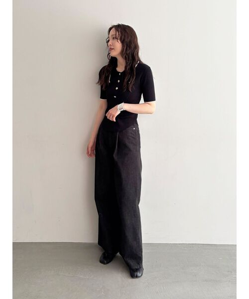 LAGUNAMOON(ラグナムーン)の「タックデニムワイドパンツ(デニムパンツ・レディース・ブラック/ライトブルー・SMALL/MEDIUM)」の14枚目の写真
