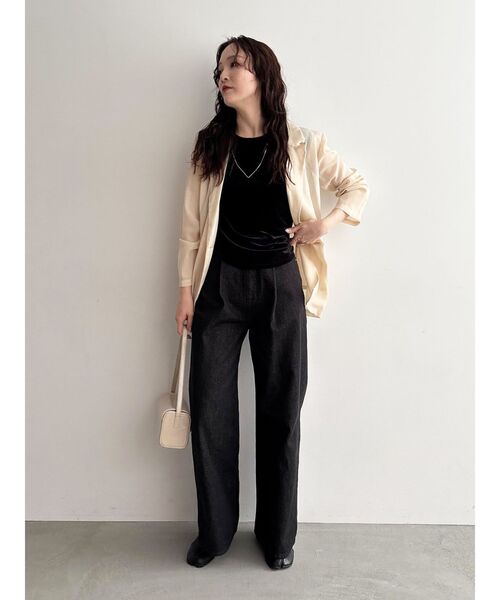 LAGUNAMOON(ラグナムーン)の「タックデニムワイドパンツ(デニムパンツ・レディース・ブラック/ライトブルー・SMALL/MEDIUM)」の12枚目の写真