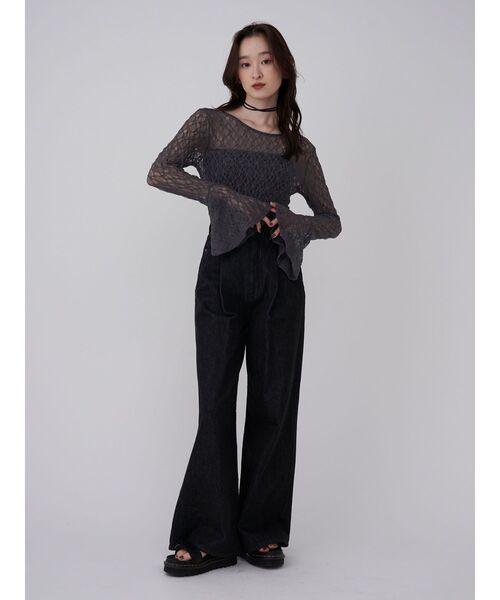 マーク&ロナ　デニム風パンツ　ホワイト36 ワイドデニム（パンツ）｜STRASBURGO OUTLET