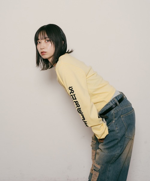 Subciety(サブサエティ)の「Sleeve embroidery tee【WOMEN】(Tシャツ/カットソー・レディース・ホワイト/オレンジ/イエロー/ブラック・FREE)」の10枚目の写真