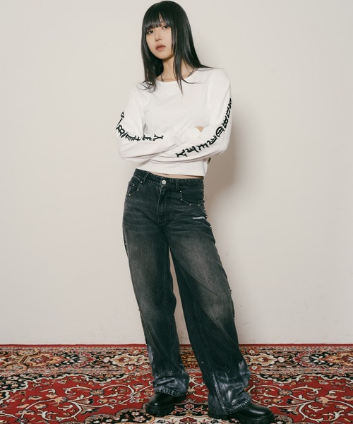 Subciety(サブサエティ)の「Sleeve embroidery tee【WOMEN】(Tシャツ/カットソー・レディース・ホワイト/オレンジ/イエロー/ブラック・FREE)」の19枚目の写真